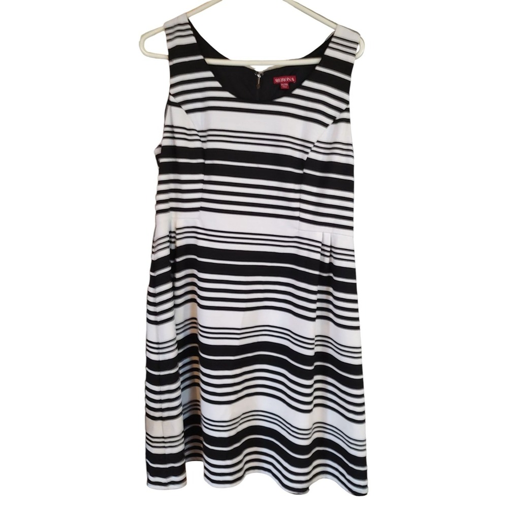 Merona Dress Stretch Zip Black And White Pleated Skirt Lined Top‎ Womens XL READ